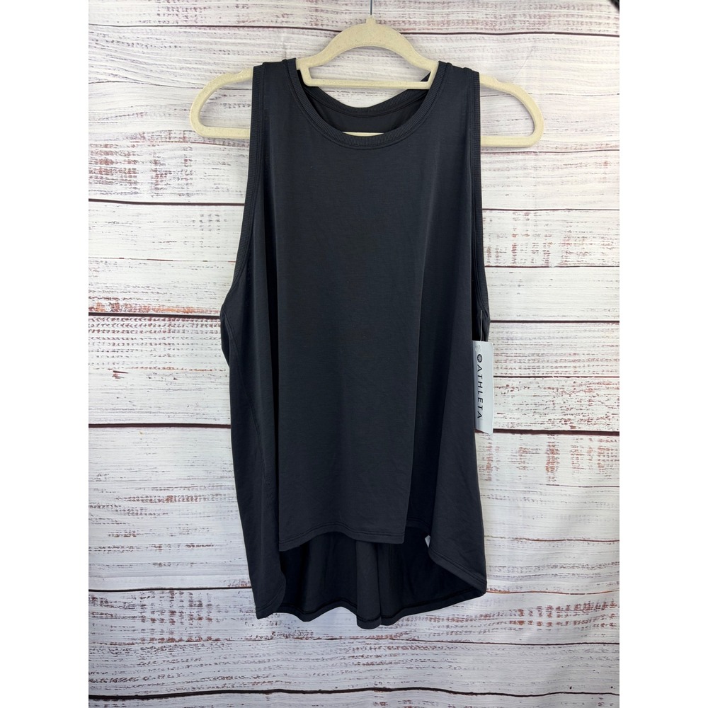 Athleta Ease In Tank Top Black High Neck Strappy Racerback XL NWT 658468 Yoga - Picture 2 of 8